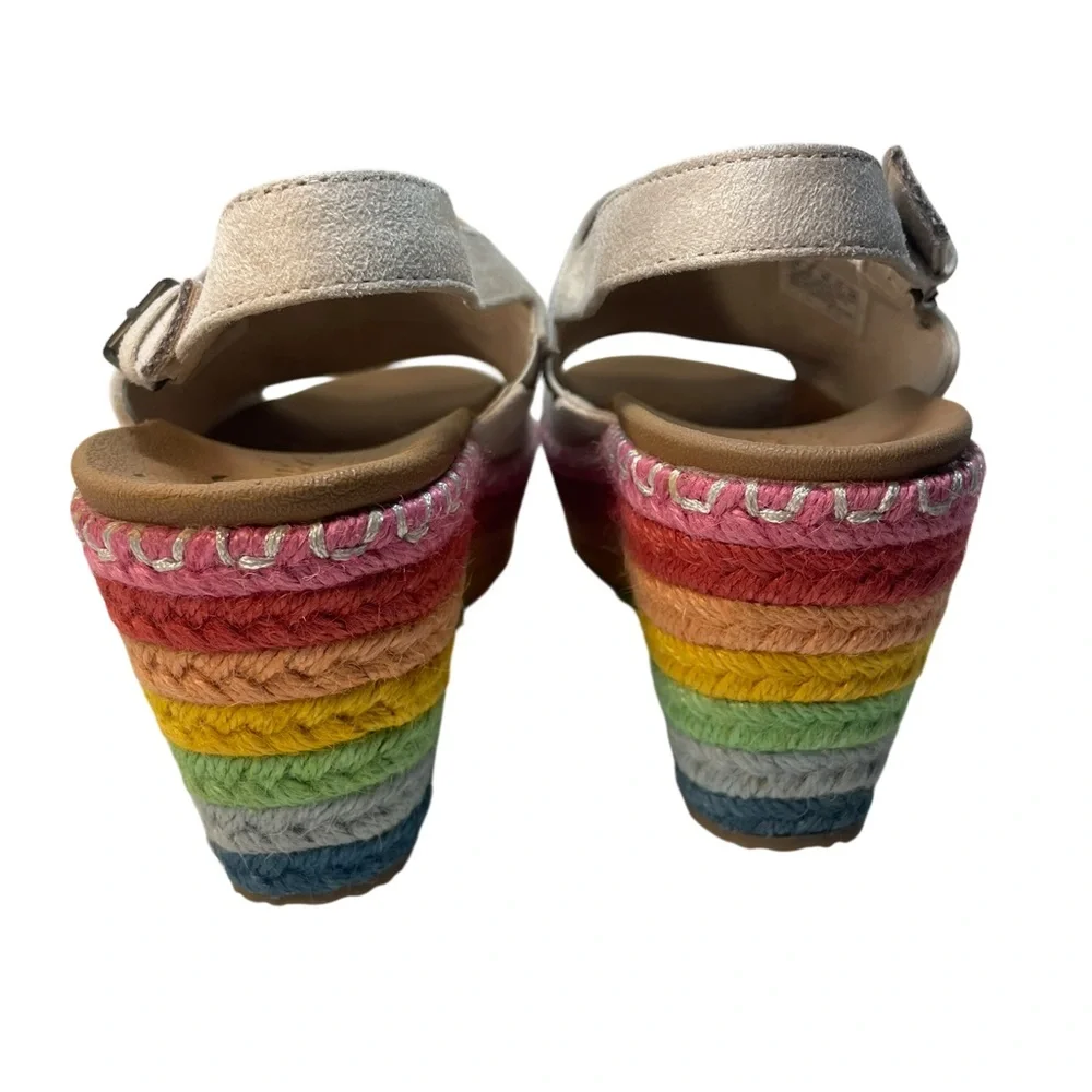 Skechers Cali Brit Luxe Foam Festival Daisy Rainbow Wedge Espadrille Size 10